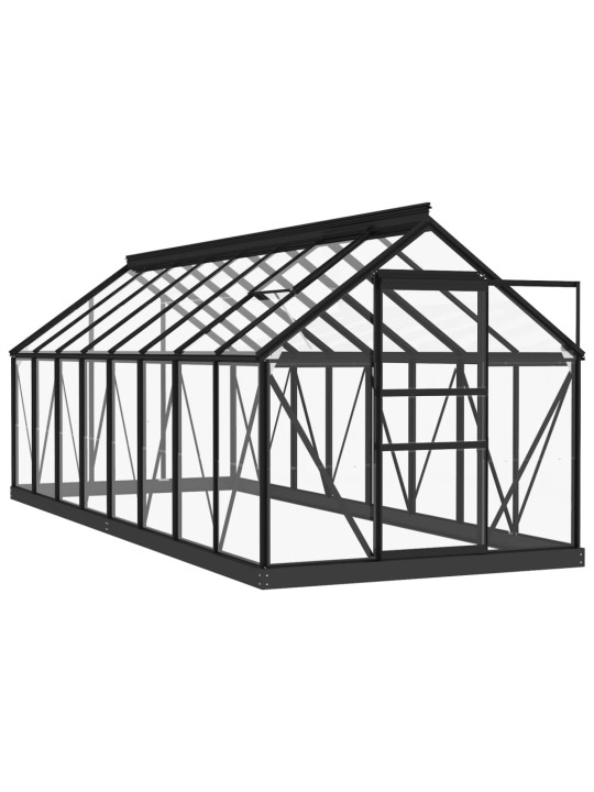 Klaaskasvuhoone, antratsiit, 155x395,5 x191 cm, alumiinium
