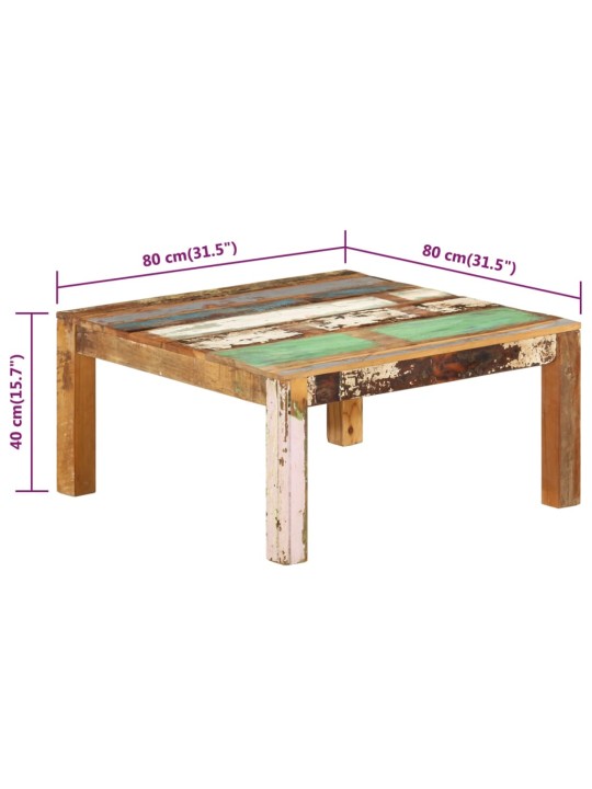 Kohvilaud, 80 x 80 x 40 cm, tugev taastatud puit