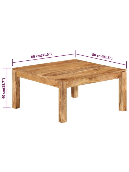 Kohvilaud, 80 x 80 x 40 cm, tugev akaatsiapuit
