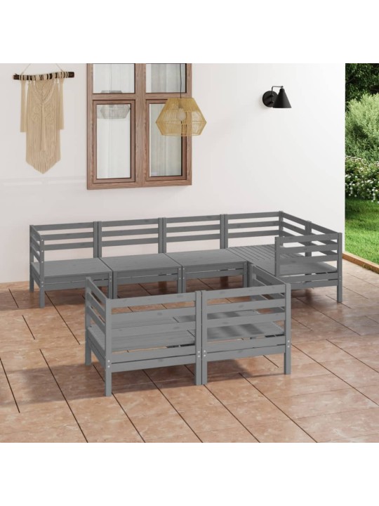 7-osaline aiadiivanikomplekt, hall, täismännipuit