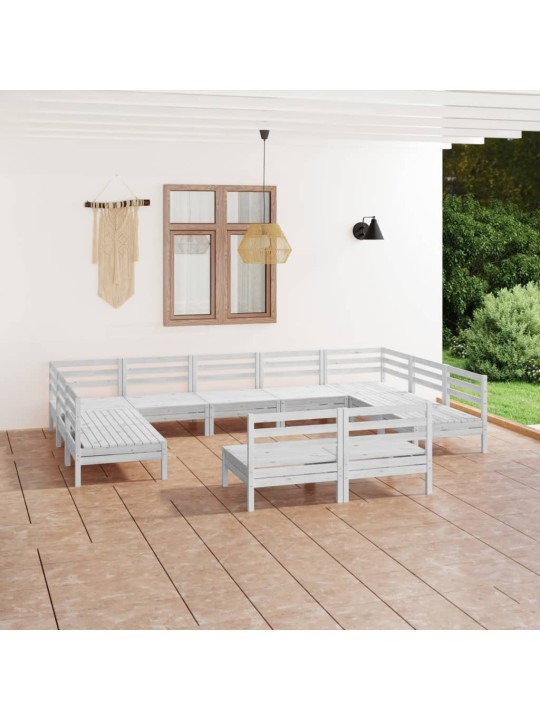 11-osaline aiamööbli komplekt, valge, männipuit