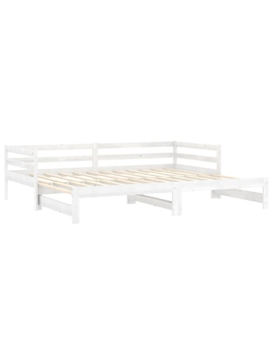 Väljatõmmatav päevavoodi, 2x(90x200) cm, valge, täismännipuit