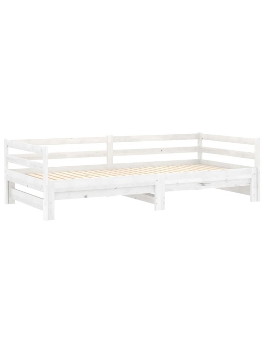 Väljatõmmatav päevavoodi, 2x(90x200) cm, valge, täismännipuit