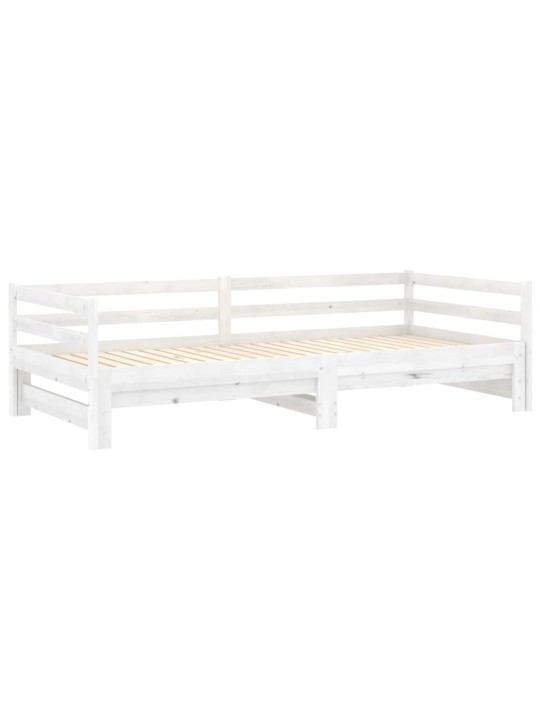 Väljatõmmatav päevavoodi, 2x(90x200) cm, valge, täismännipuit