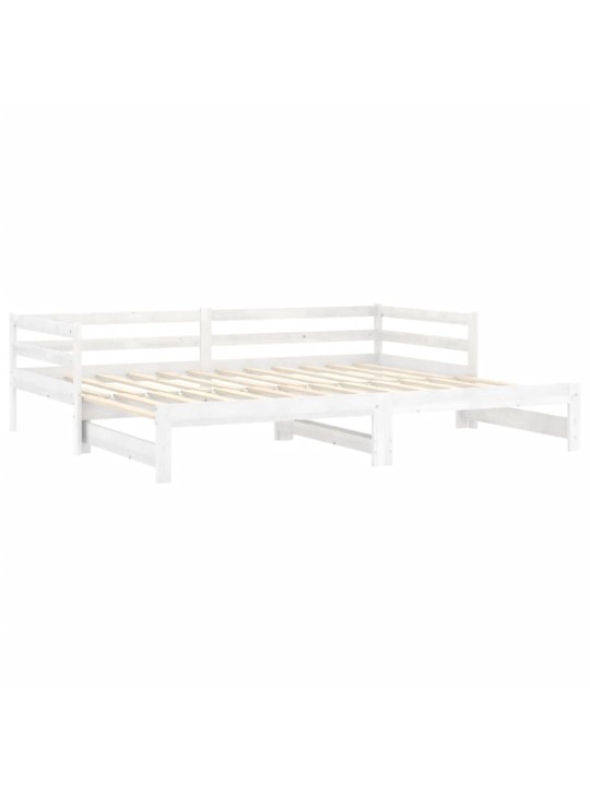 Väljatõmmatav päevavoodi, 2x(90x200) cm, valge, täismännipuit