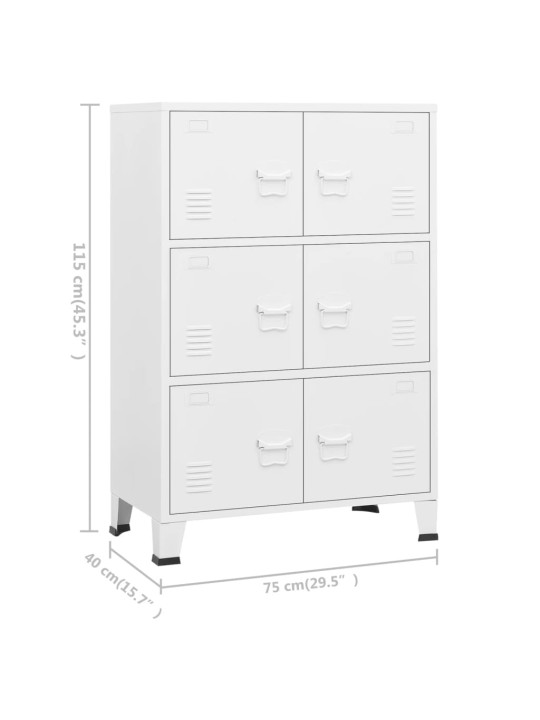 Industriaalne hoiukirst, valge, 75x40x115 cm, metall