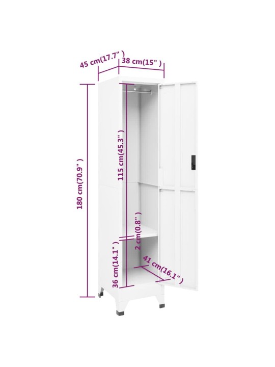 Lukustatav hoiukapp, valge, 38 x 45 x 180 cm, teras