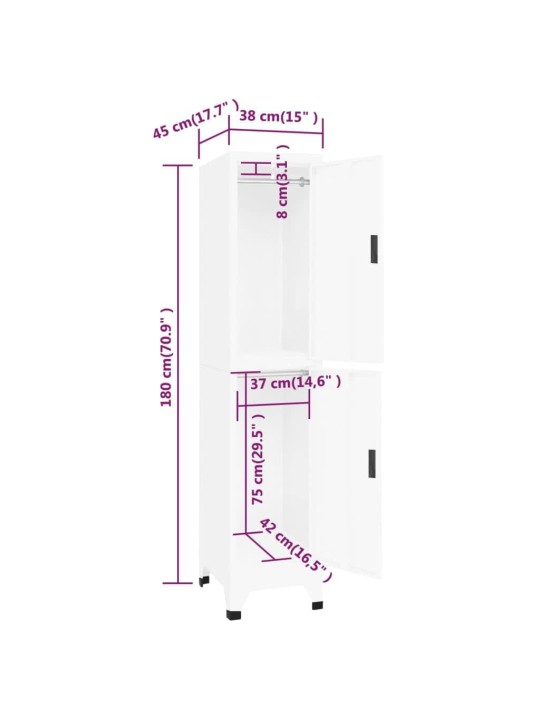 Lukustatav hoiukapp, valge, 38 x 45 x 180 cm, teras