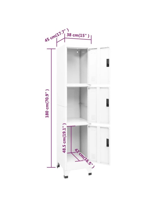 Lukustatav hoiukapp, valge, 38 x 45 x 180 cm, teras