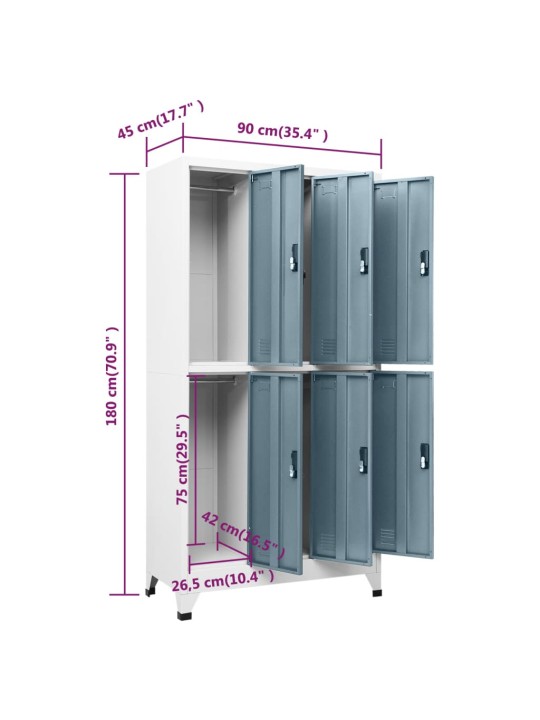 Lukustatav hoiukapp, helehall ja tumehall, 90x40x180 cm, teras