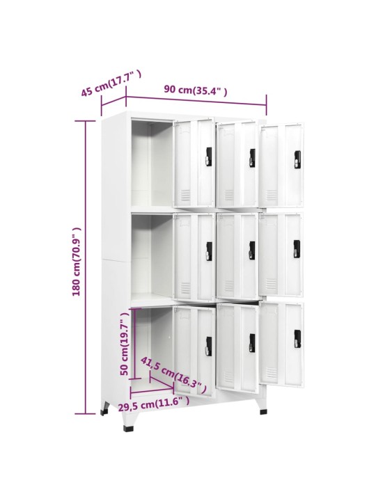 Lukustatav hoiukapp, valge, 90 x 45 x 180 cm, teras