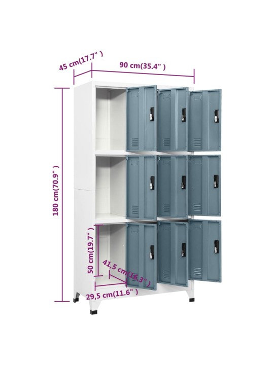 Lukustatav hoiukapp, helehall ja tumehall, 90x45x180 cm, teras