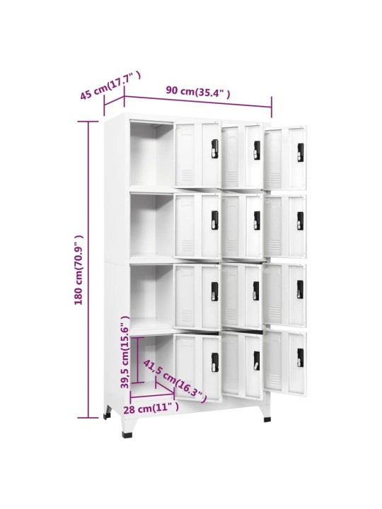 Lukustatav hoiukapp, valge, 90 x 45 x 180 cm, teras