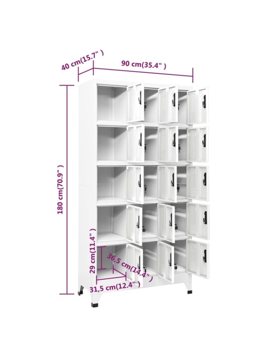 Lukustatav hoiukapp, valge, 90 x 40 x 180 cm, teras