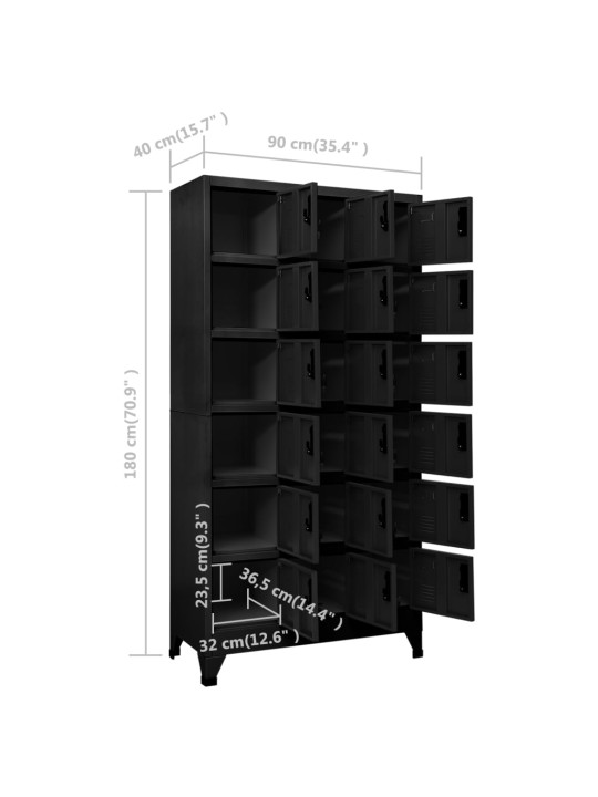 Lukustatav hoiukapp, must, 90 x 40 x 180 cm, teras