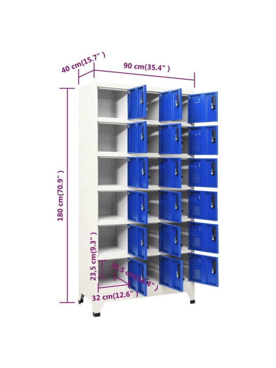 Lukustatav hoiukapp, hall ja sinine, 90 x 40 x 180 cm, teras