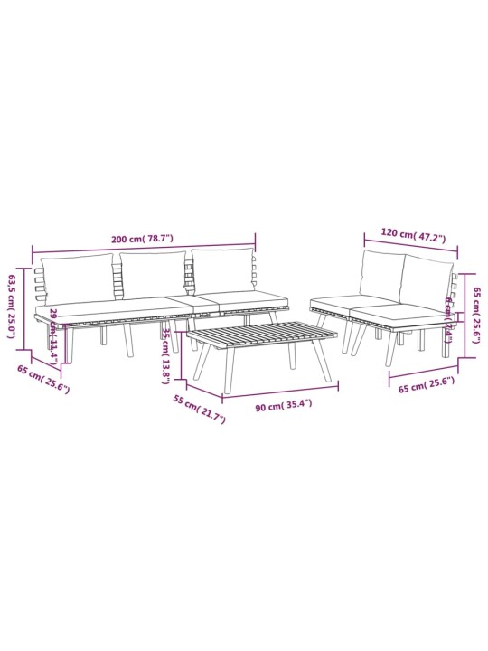 4-osaline aiamööbli komplekt patjadega, akaatsiapuit