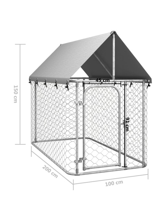 Katusega koeraaed, 200 x 100 x 150 cm