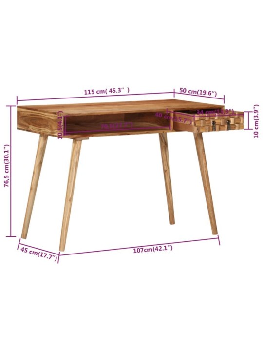 Kirjutuslaud 115 x 50 x 76 cm, toekas akaatsiapuit