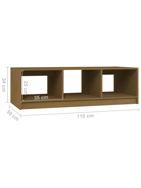 Kohvilaud, meepruun, 110x50x34 cm, täismännipuit