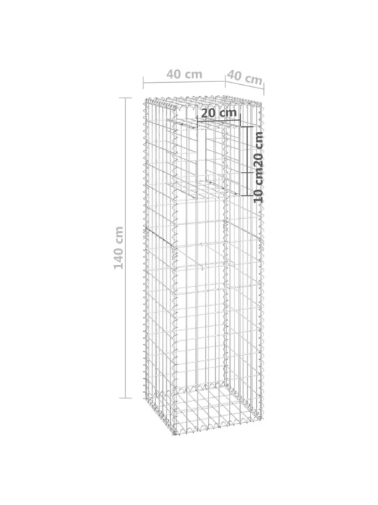 Gabioonkorvid 2 tk, 40 x 40 x 140 cm, raud