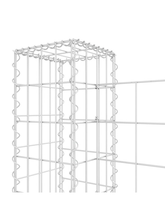 U-kujuline gabioonkorv 4 postiga, raud, 380x20x100 cm