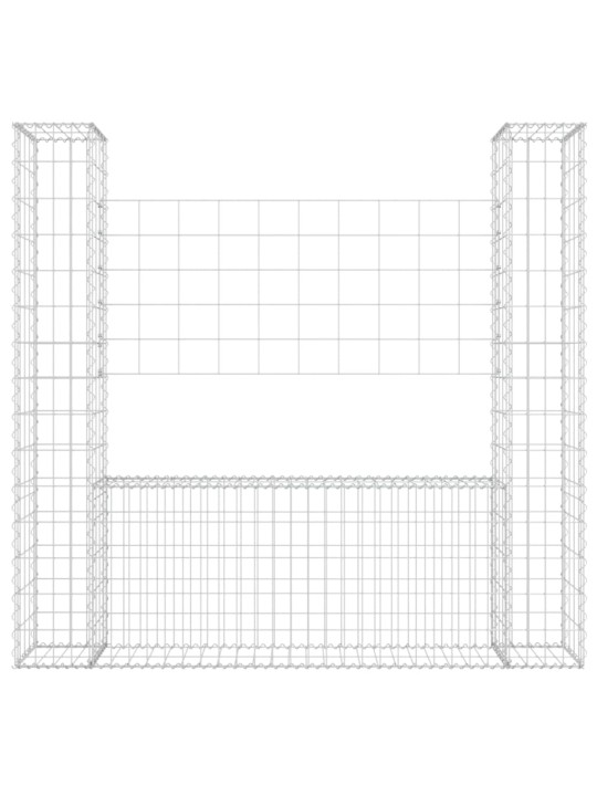U-kujuline gabioonkorv 2 postiga, raud, 140x20x150 cm
