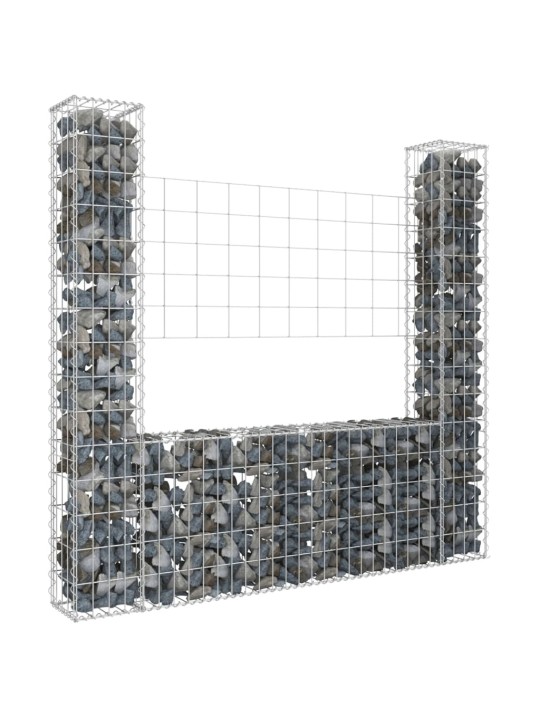 U-kujuline gabioonkorv 2 postiga, raud, 140x20x150 cm
