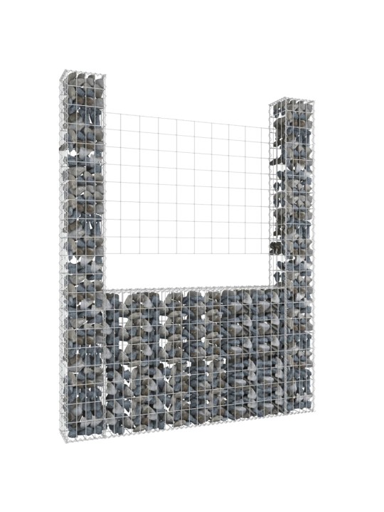 U-kujuline gabioonkorv 2 postiga, raud, 140x20x200 cm