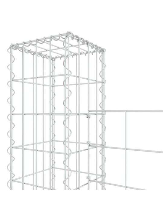 U-kujuline gabioonkorv 4 postiga, raud, 380x20x200 cm