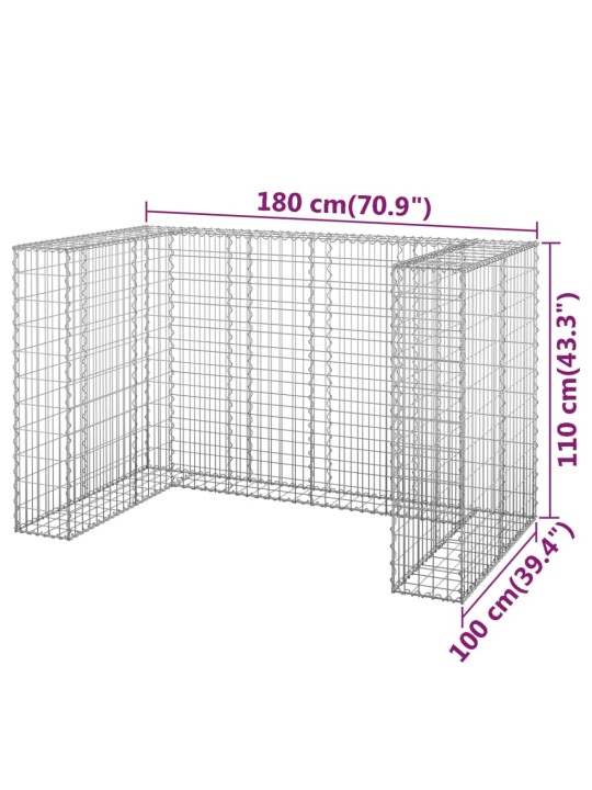 Gabioonsein prügikastidele, tsingitud teras, 180x100x110 cm