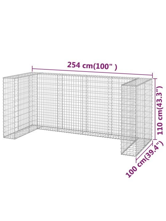Gabioonsein prügikastidele, tsingitud teras, 254x100x110 cm