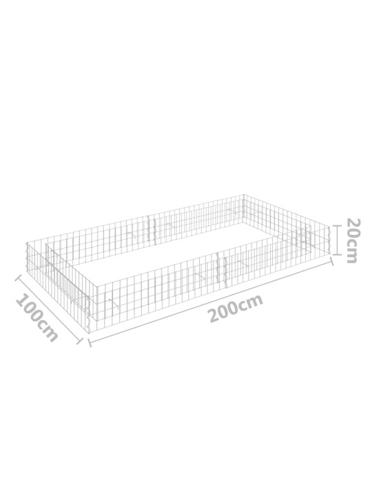 Gabioon-taimelava, tsingitud teras, 200 x 100 x 20 cm