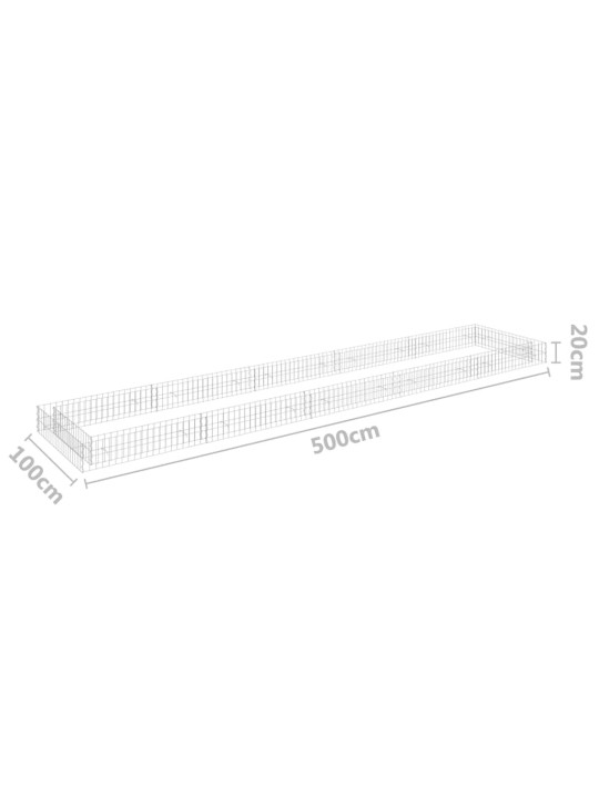 Gabioon-taimelava, tsingitud teras, 500 x 100 x 20 cm