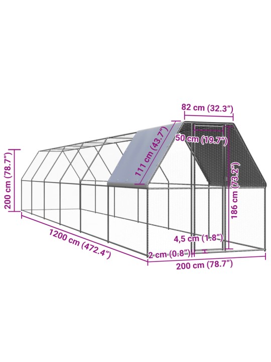 Kanapuur, 2 x 12 x 2 m, tsingitud teras