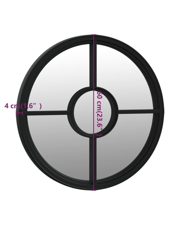 Aiapeegel, must, 60x4 cm, ümmargune, raud, õues kasutamiseks