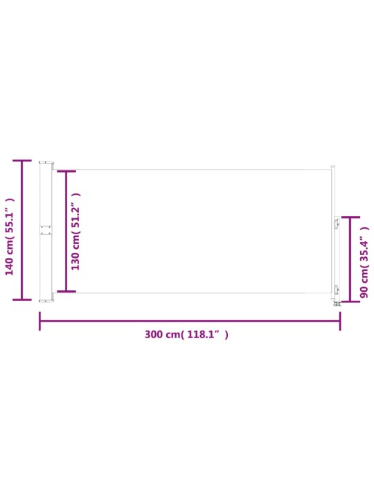 Lahtitõmmatav terrassi külgsein, 140 x 300 cm, must