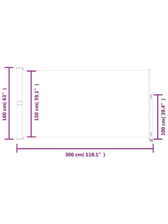 Lahtitõmmatav terrassi külgsein, 160 x 300 cm, must