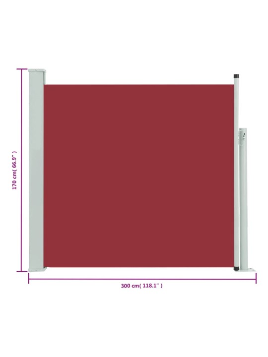 Lahtitõmmatav terrassi külgsein, 170x300 cm, punane