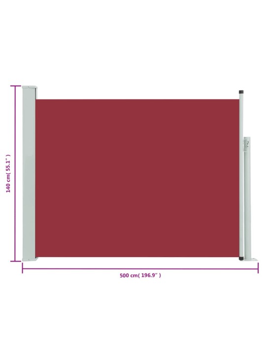 Lahtitõmmatav terrassi külgsein, 140 x 500 cm, punane