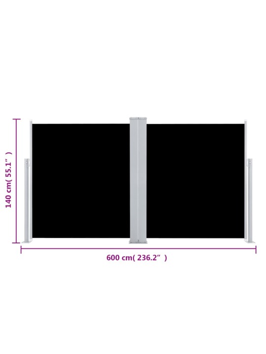 Lahtitõmmatav külgsein, must, 140 x 600 cm
