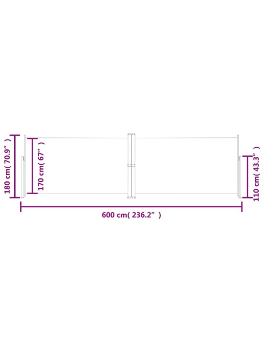 Lahtitõmmatav külgsein, 180 x 600 cm, punane