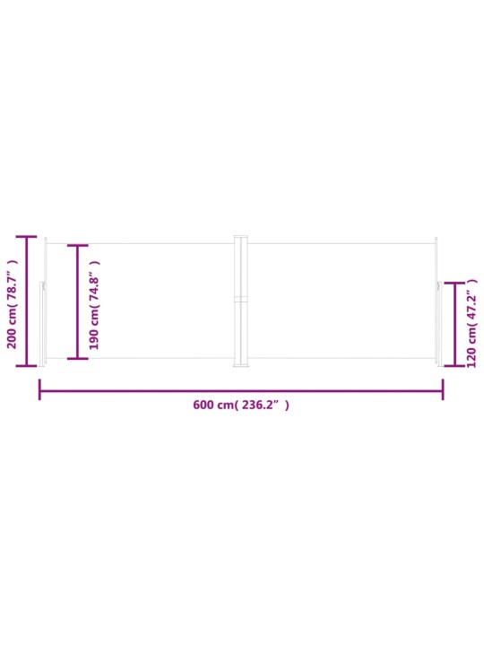 Lahtitõmmatav külgsein must 200 x 600 cm