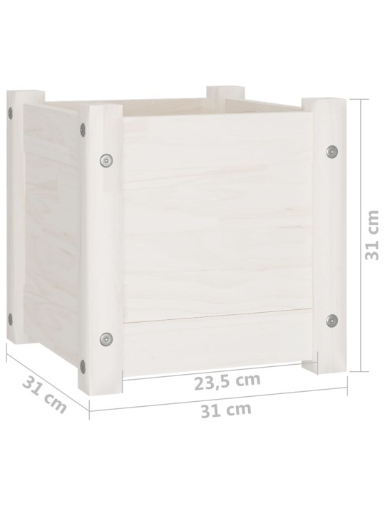 Aia taimekast 2 tk, valge, 31 x 31 x 31 cm, toekas männipuit