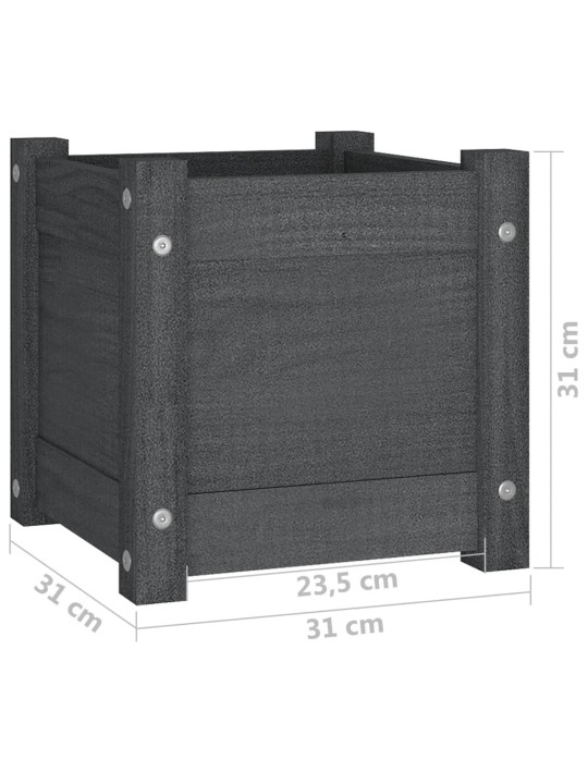 Aia taimekast, hall, 31 x 31 x 31 cm, toekas männipuit