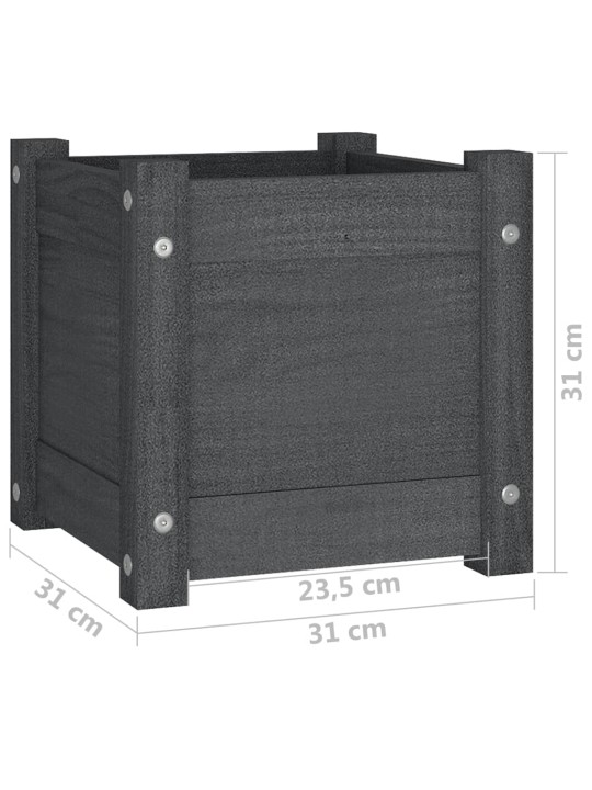 Aia taimekast 2 tk, hall, 31 x 31 x 31 cm, toekas männipuit