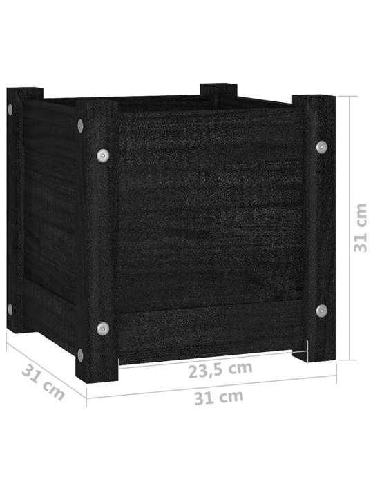 Aia taimekast 2 tk, must, 31 x 31 x 31 cm, toekas männipuit