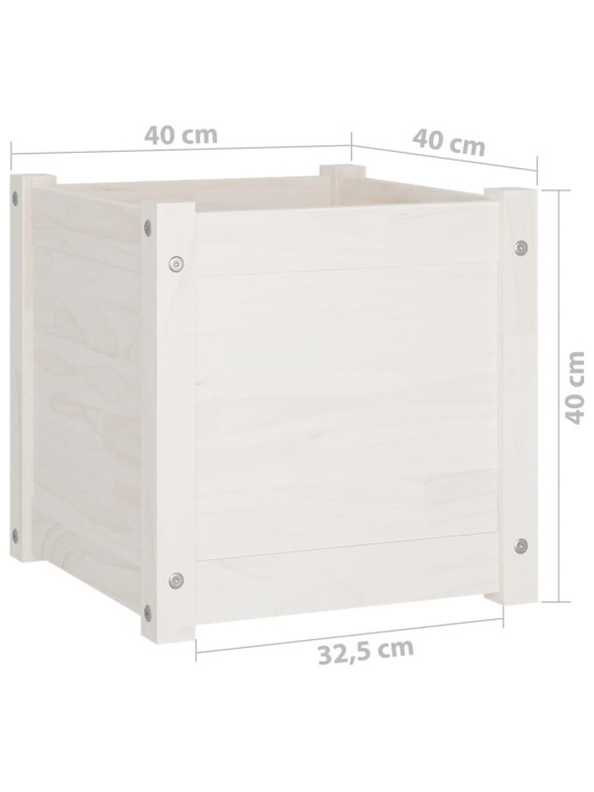Aia taimekast, 40 x 40 x 40 cm, valge, toekas männipuit