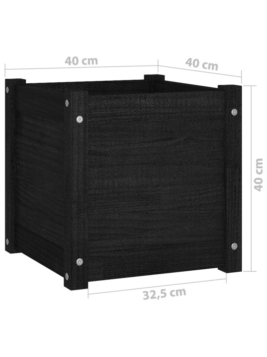Aia taimekast, 2 tk, 40 x 40 x 40 cm, must, toekas männipuit