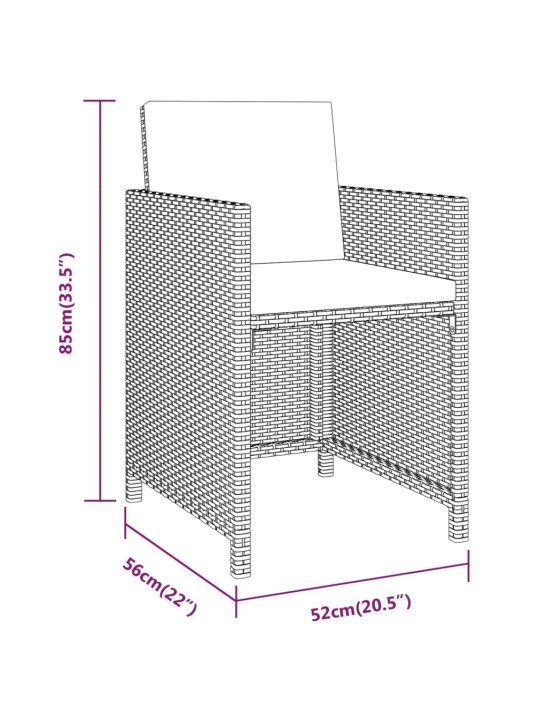 3-osaline aiamööbli komplekt patjadega, hall